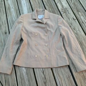 vintage oscar dela renta tan blazer jacket double breasted size 6 read
